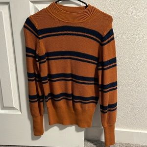 Gap Orange and Navy Striped Sweater Size Medium